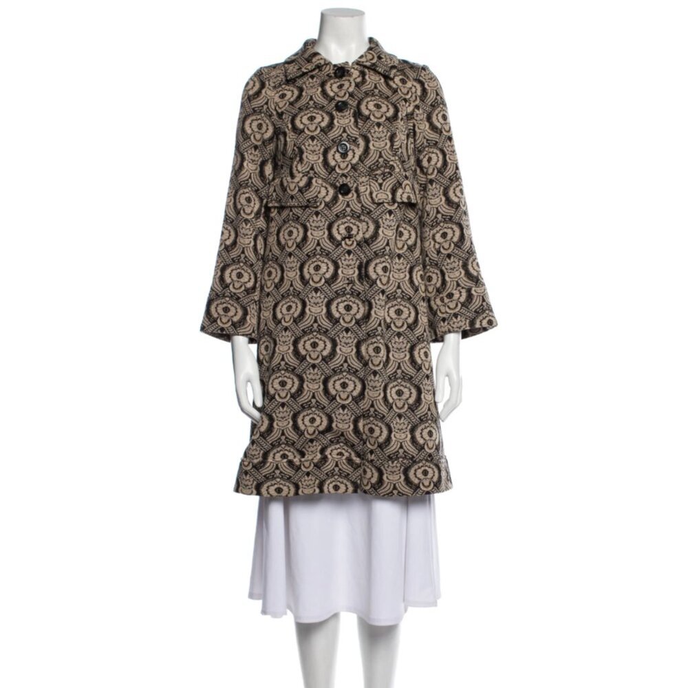 DVF Randi Wool Evening Jacket Coat Womens 6 Black Tan Diane von Furstenberg
